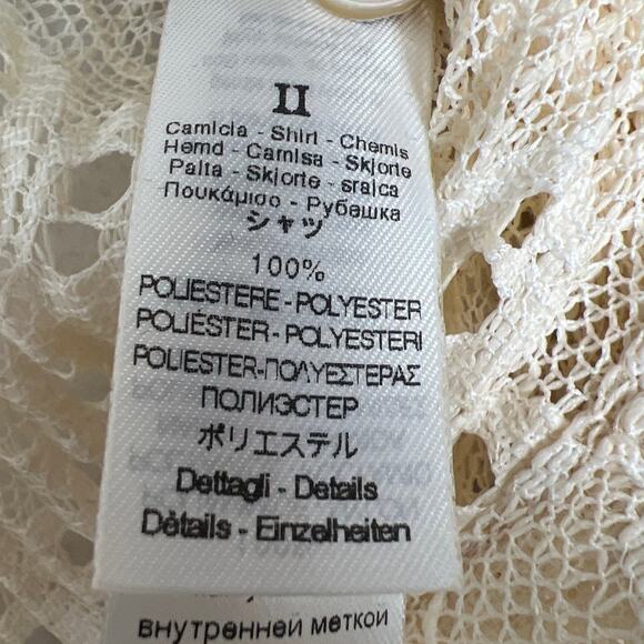 forte_forte Italian Lace Button Up Blouse Cream Sheer Bell Sleeve Designer Top L - Picture 10 of 11